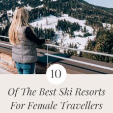 top 10 ski resorts for female travellers pinterest cover