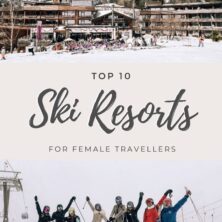 top 10 ski resorts for female travellers pinterest cover